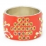 Handmade Red Bangle Studded with Rainbow Accessories & Rhinestones (Side View)
