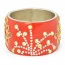 Handmade Red Bangle Studded with Rainbow Accessories & Rhinestones (Front View)