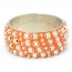 1.5" Handmade Orange Bangle Studded with Metal Balls & Rings