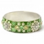 Handmade Green Bangle Studded with Metal Rings & Rhinestones (Side View)